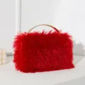 Leuchtend rote Fransen-Clutch-Handtasche mit elegantem goldenem Metallgriff für Partys - Rot