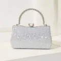 Elegante silberne Abend-Clutch mit beidseitigen funkelnden Strassstein-Verzierungen - Silber