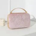 Elegante rosa glitzernde Abendclutch mit schickem goldenem Metallgriff für Damen - Rosa