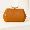 Vintage braune Abendtasche mit Krokodilmuster und elegantem Goldverschluss für Hochzeiten - Hellbraun