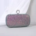 Glitzernde Pailletten-Abendtasche mit Kristallring-Verschluss für formelle Feste. - L / Buntes Muster