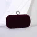 Luxuriöse lila Samt-Abendtasche für Damen mit funkelndem Strass-Ringverschluss - Standardstil (Groß) / Dunkellila