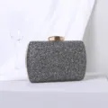 Elegante silberne Glitzer-Abendtasche mit Metallverschluss für formelle Partys und Galas - Schwarz