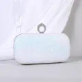 Elegante weiße Abendtasche mit schimmernden Pailletten und luxuriösem Strass-Ringgriff - L / Weiß