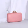 Elegante rosafarbene Wildleder-Abendtasche mit funkelnder Strassblume für Bankette - Rosa
