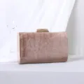 Pochette de soirée en velours champagne scintillant avec un fermoir doré élégant - Chameau