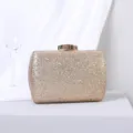 Funkelnde champagnergoldene Glitzer-Abendclutch-Box-Tasche für Damen-Party-Outfits - Gold