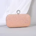 Champagnerrosa glitzernde Abendclutch-Tasche mit elegantem Strass-Ringverschluss - L / Champagner