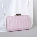 Retro gestreifte glänzende Abendhandtasche für Damen in elegantem Violett und Weiß - Rosa