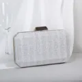 Vintage silber gestreifte Glitzer Abendtasche mit elegantem goldenem Metallverschluss - Silber
