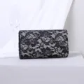Elegante Abendtasche mit schwarzer Blumenspitze für festliche Anlässe und Gala - Schwarz