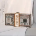 Elegante, mit Strasssteinen besetzte Clutch im Dollar-Bündel-Look für Abendveranstaltungen - Gelb