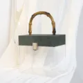 Transparente Acryl-Hochzeitsgeschenkbox mit dunkelgrünem Wildlederdeckel - Grün