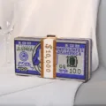 Premium Luxus Strass Clutch im blauen Dollar-Design für elegante Abendveranstaltungen - Blau