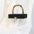 Transparente Acryl-Geschenkbox mit schwarzem Deckel und Bambusgriff für Hochzeiten. - Schwarz