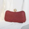 Rote Retro-Abendclutch mit Netz-Strasssteinen und Perlenverschluss für Hochzeiten - Rot