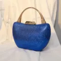 Elegante königsblaue Glitzer-Abendtasche mit goldfarbenem Griff für Hochzeiten und Feste - Blau
