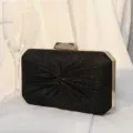 Elegante schwarze Glitzer-Abendclutch mit handgefertigtem Plissee-Design - Schwarz