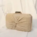 Elegante champagnerfarbene Abendtasche mit Glitzer-Falten-Design und sicherem Metallverschluss - Gold