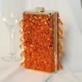 Elegante orangefarbene handgefertigte Abendtasche mit Perlen und Pailletten für Damen - Orange