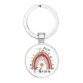 Detail of silver circular keychain featuring a boho rainbow and "You Are Chosen" text - 25mm White K / #07