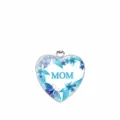 Heart-shaped MOM pendant with blue butterfly and flower pattern decoration - Pendant Only (Without Chain) / Style 08
