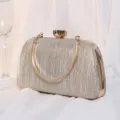 Elegante champagner goldene Glitzer-Abendtasche mit Blumenverschluss für modebewusste Damen - Gold