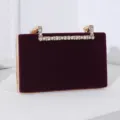 Elegante lila Samt-Abendtasche mit luxuriösem, mit Strasssteinen besetztem Griff für Partys - Lila
