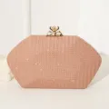 Elegante roségoldene Abendtasche aus PU mit Kristallverschluss für formelle Anlässe - Roségold