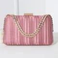 Elegante funkelnde rosa Glitzer-Abendtasche mit einer doppelten Strass-Gliederkette - Rosa