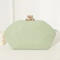Elegante grüne Glitzer-Abendtasche mit funkelndem Strass-Diamantverschluss für Damen - Mintgrün