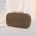 Luxuriöse goldene Abendtasche mit Strasssteinen und Griff für Bankett und Party - Gold
