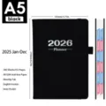 Agenda giornaliera 2026 A5 nera con schede mensili e 412 pagine versione inglese. - modello A / Pagine Interne in Inglese / Nero