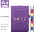 Carnet d'agenda 2027 A5 violet avec citation inspirante et onglets d'index mensuels - A5 / Violet