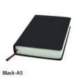 Black A5 thick hardcover sketchbook with plain blank pages for drawing and writing - Black-A5