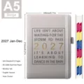 Agenda 2027 A5 Beige en Anglais avec Onglets Mensuels, 412 Pages et Fermeture Élastique - A5 / Gris
