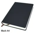 Professional black A4 sketchbook featuring thick blank pages and a ribbon bookmark - Black-A4