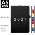 Agenda hebdomadaire professionnel A5 noir 2027 avec 204 feuilles de papier fin - A5 / Noir