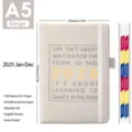 Agenda aziendale giornaliera 2026 A5 beige con 412 pagine e schede mensili premium - Grigio