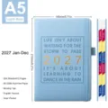 Agenda hebdomadaire A5 bleu clair 2027 professionnel avec 204 feuilles et onglets - A5 / Bleu ciel