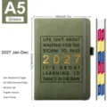 Agenda Hebdomadaire 2027 A5 Vert avec Onglets Mensuels, 412 Pages, Papier Sans Acide - A5 / Vert