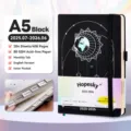 Agenda inglese A5 nera 2025-2026 con schede mensili e 408 pagine per pianificazione. - Cielo Stellato Nero 2025-2026 Inglese Con Elastico / A5