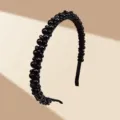 Elegant black handmade pearl beaded headband for women luxury hair accessory style - Black