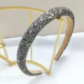 Eleganter Luxus-Haarreif mit funkelnden grauen facettierten Kristallen und Steinen für Damen - 1.8cm Breit / Gunmetal