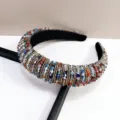 Serre-tête en perles colorées tissé à la main de style baroque avec rembourrage - Cristal / Multicolore Profond