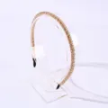 Serre-tête fin en perles de cristal champagne pour femme sur support transparent élégant - Serre-tête 0.5 Quatre Perles de Cristal / Champagne