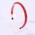 Serre-tête en perles de cristal rouge au design fin fait main pour la mode féminine - Style Cristal Taille 1.3 / Rouge + Or