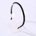 Elegant black crystal beaded slim headband for women sweet style hair accessory - Black