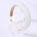 Serre-tête rembourré de luxe avec cristaux irisés blancs et strass brillants - Blanc