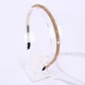 Elegant champagne gold crystal beaded headband with slim non-slip frame for women - Champagne